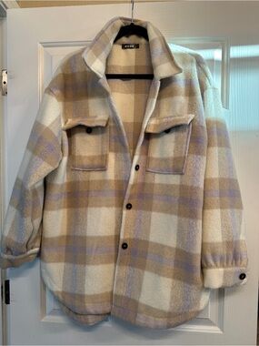 #41-BTFBM-Cream & Lavender Plaid Shacket Jacket